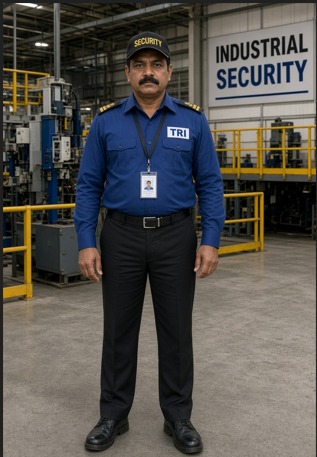 Industrial security guard at factory warehouse