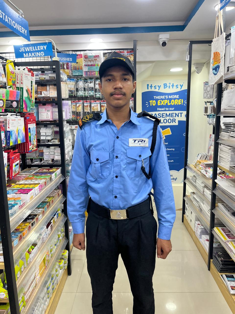 Industrial security guard at factory warehouse
